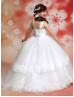 Wide Straps Beaded Lace Tulle Tiered Flower Girl Dress